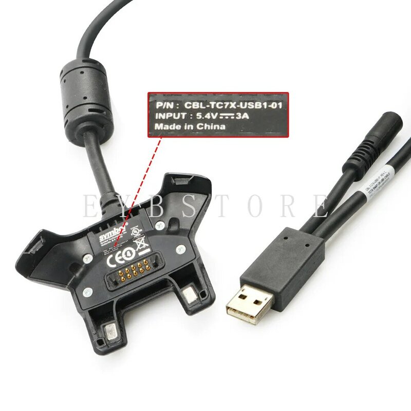 Kabel Pengisi Daya dengan Adaptor CBL-TC7X-USB1-01 untuk Zebra Simbol Motorola TC70 TC70X TC72 TC75 TC75X TC77