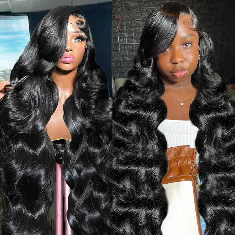 Perruque Lace Closure Wig Body Wave Brésilienne Remy, Cheveux Naturels, 13x6, 30 32 Pouces, 180% de Densité, pour Femme