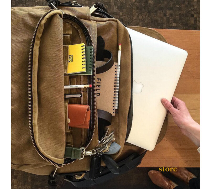 Tailor Brando 70258 American Heavy Canvas Bag Size 39*34*9cm Saddle Leather Shoulder Strap Business Computer Bag