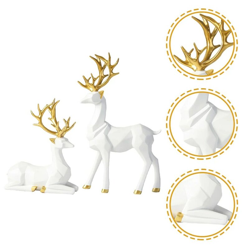 Gouden Tafeldecor Origami Elanden Ornamenten Beelden Thuis Dier Decoratieve Objecten Wit Staande Herten Decor Kerstversiering