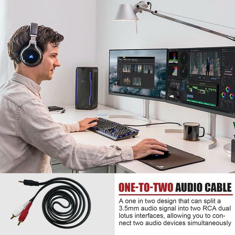 Cable de Audio Dual 2 en 1, conector hembra fuerte de 3,5mm y Cable macho a 2 hembra, resistente, chapado en oro, carcasa de cobre para auriculares