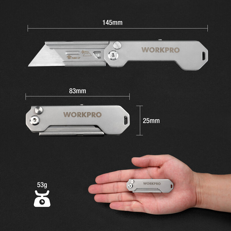 WORKPRO Folding Utility Knife Set Pocket Utility Knife with Belt Clip Quick Change  Blade Knife Cutting Box Paper