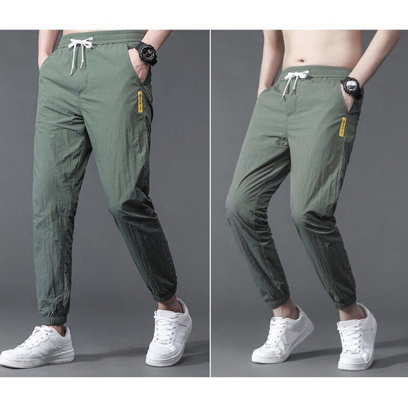 Spodnie męskie spodnie codzienny wypoczynek luźne M-4XL w jednolitym kolorze wiosenne proste letnie spodnie cienkie spodnie dorywczo elastyczne