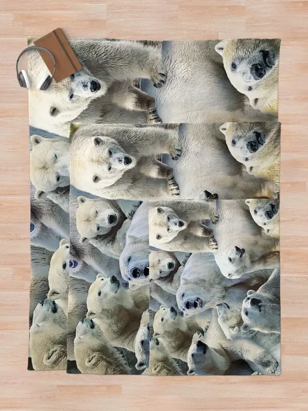 Ursos Polares De Luxo Lance Cobertor, mantas Em Movimento Xadrez