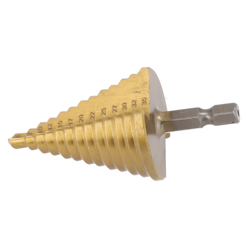5-35 MM HSS Titanium Coated Step Drill Bits High Speed Steel Metal Wood Holes Cutter Spiral Grooved Drill Cone Drilling Tools