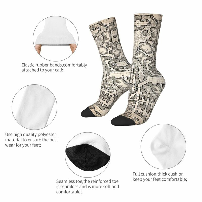 Забавные мужские носки, зимние гробы, винтажные, в стиле Харадзюку, игра DnD, хип-хоп, повседневные сумасшедшие носки с принтом в подарок