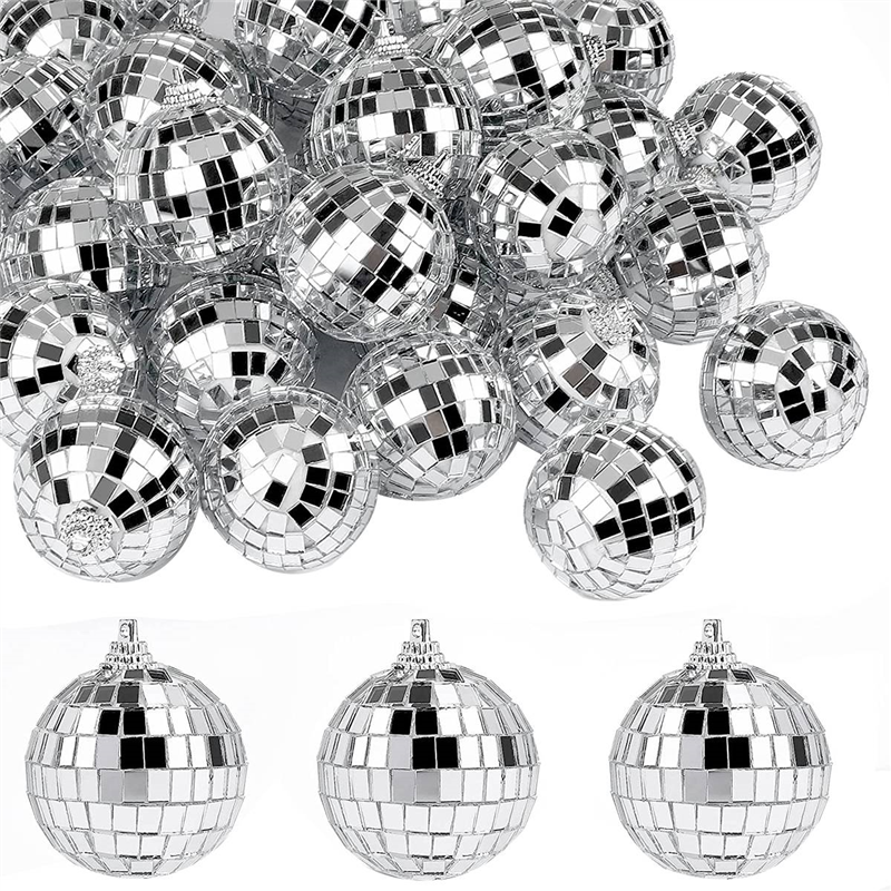 反射ディスコミラーボール、クリスマスツリーパーティー用ハンギングボール、ホームデコレーション、2インチ、30個