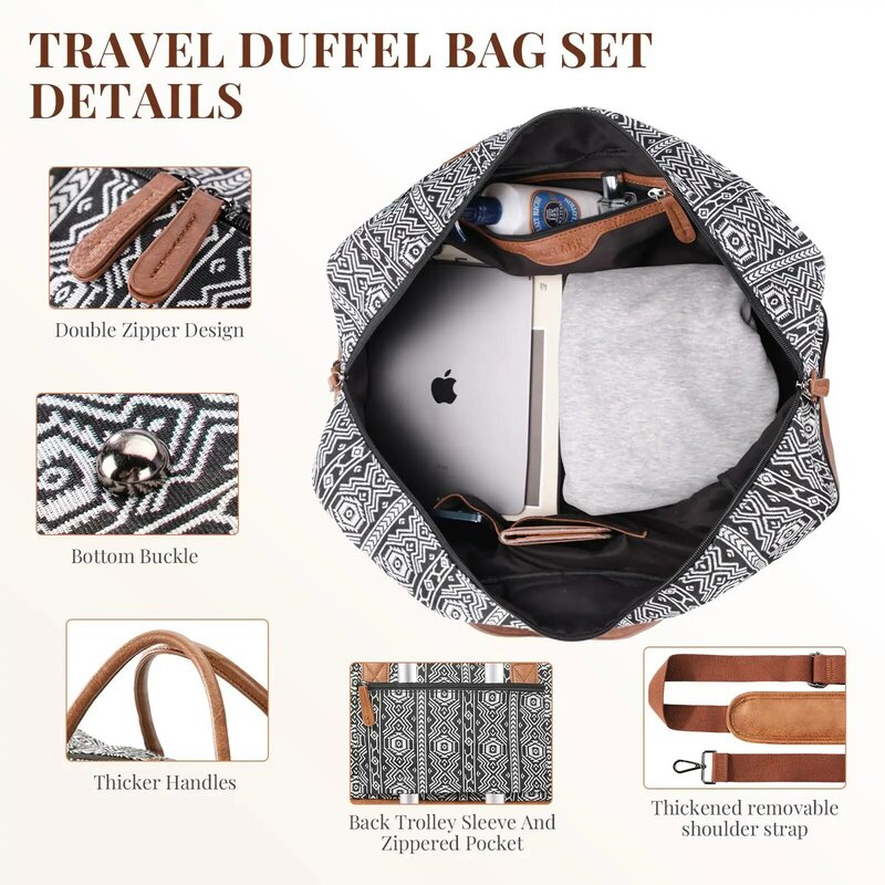 OFLAMN-bolsa de viagem Weekender de tamanho grande para mulheres, duffle estilo boêmio, bagagem de viagem com compartimento separado para sapatos