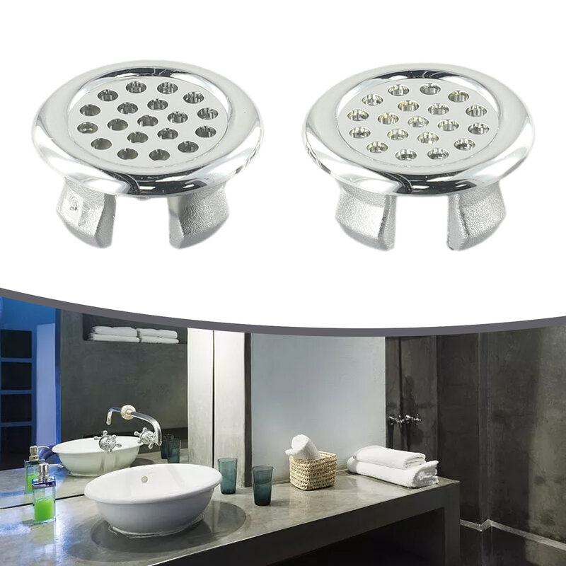 2pcs For Kitchen Bathroom Basin Sink Accessories Overflow Ring Bathroom Overflow Covers For Basin/Sink Chromed Replacement Hole