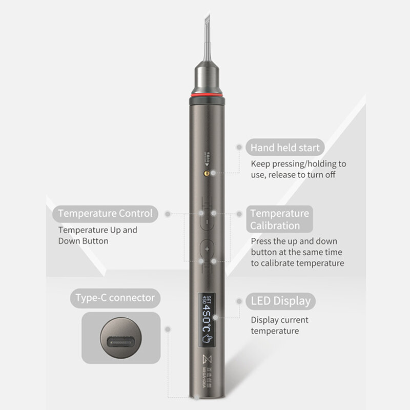 QIANLI-Mini fer à souder à température réglable, affichage numérique, type de stylo portable, ensemble d'outils de soudage, pointe universelle 115