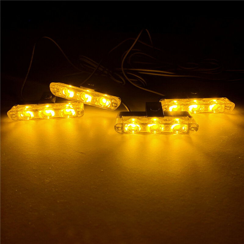 3 Đèn LED Xe Hơi Ô Tô Lưới Tản Nhiệt Trước Nhấp Nháy Cảnh Sát Đèn Flash Đèn Cảnh Báo Xanh Đỏ Vàng Xe Cứu Hộ Khẩn Cấp Flasher Tín Hiệu Ánh Sáng
