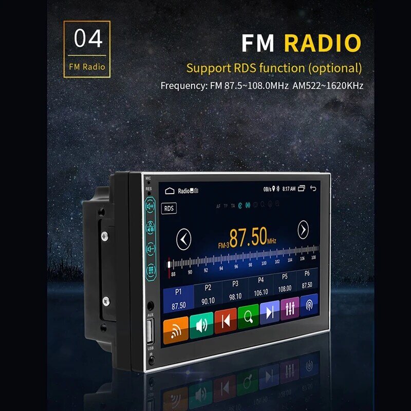 Radio Multimedia con GPS para coche, reproductor de vídeo con Android 10,1, 16G 1 +, 2 Din, Bluetooth, Wifi, MP5, pantalla táctil HD de 7 pulgadas