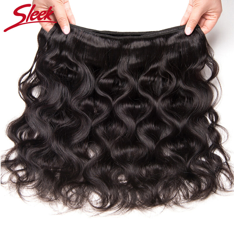 Sleek Body Wave-mechones de cabello peruano ondulado, extensiones de cabello humano Remy Natural de 8 a 32, 34 y 36 pulgadas, 1/3/4 piezas