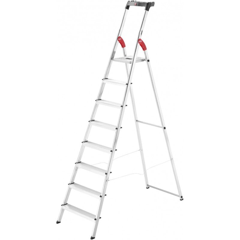 Hailo-Escada Dobrável De Alumínio, L60 StandardLine, 8 Passos, Bandeja De Armazenamento Multifuncional Integrada, Estável Tie Bar Gu
