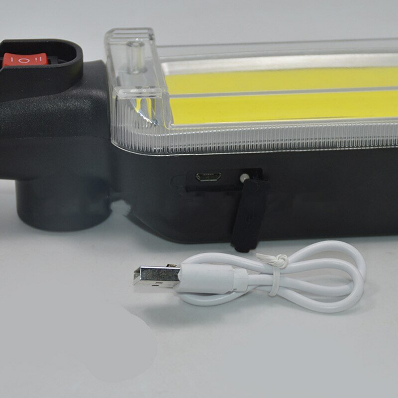 Lampu kerja COB portabel isi ulang USB, senter 18650 dapat disesuaikan dengan 2Mode tahan air desain Magnet lentera Kemah 1 buah