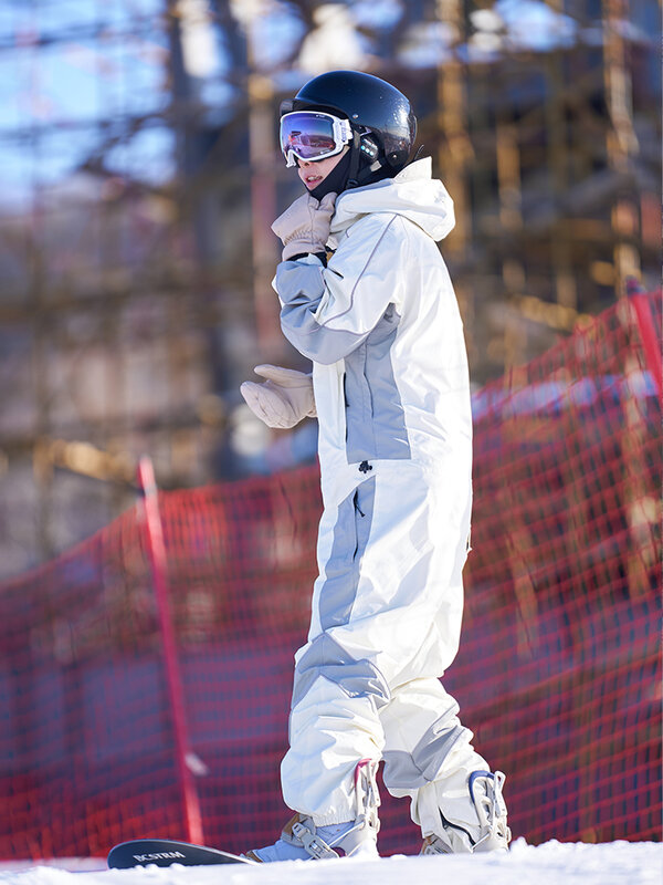 LDSKI Combinaison de ski une pièce Femme Homme  Imperméable à l'eau  Chaud Vêtements Résistant au vent Hiver Neige    Rétro
