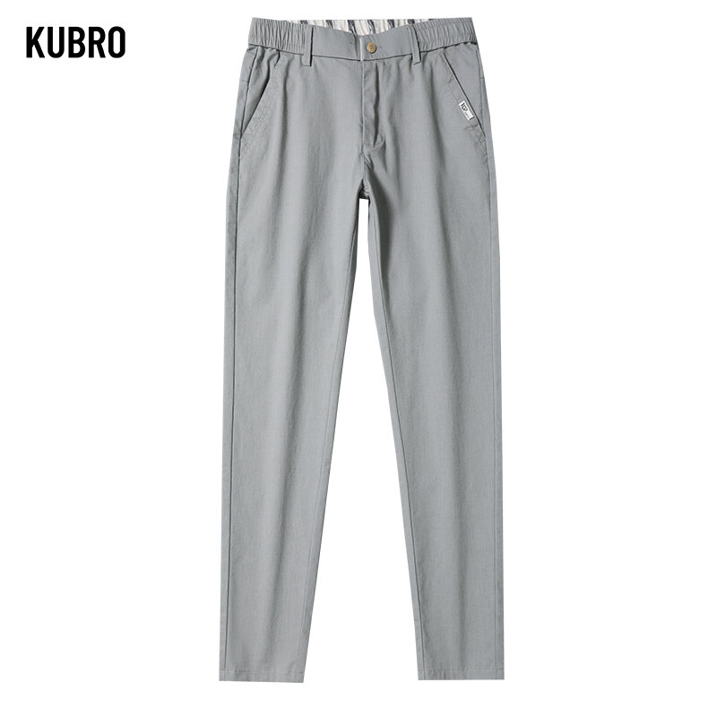 KUBRO Ice Silk Thin Men Straight Casual Pants 2024 Summer Korean Fashion Youth Slim Versatile pantaloni da ufficio di alta qualità maschili