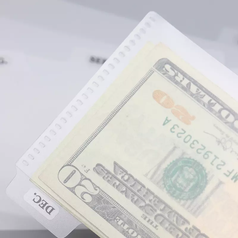 Amplop uang 6tab pemegang uang Sistem Anggaran dompet pembagi tanpa lubang Frosted PP penganggaran kantong untuk perencana tagihan