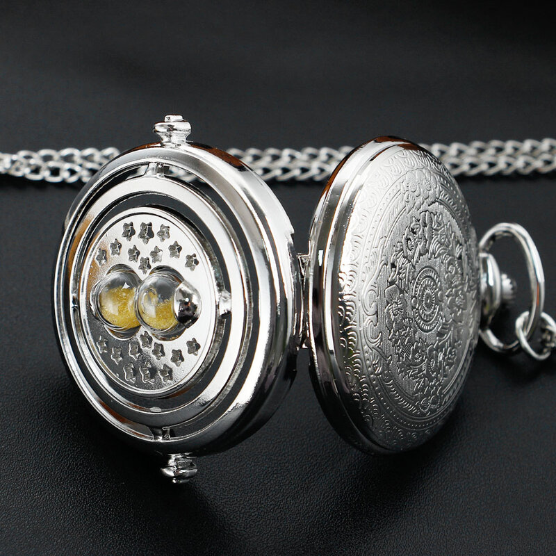 Reloj de bolsillo para hombre y mujer, cronógrafo de cuarzo con simulación de tiempo, de lujo, plateado y dorado, Estilo Vintage, regalo, novedad