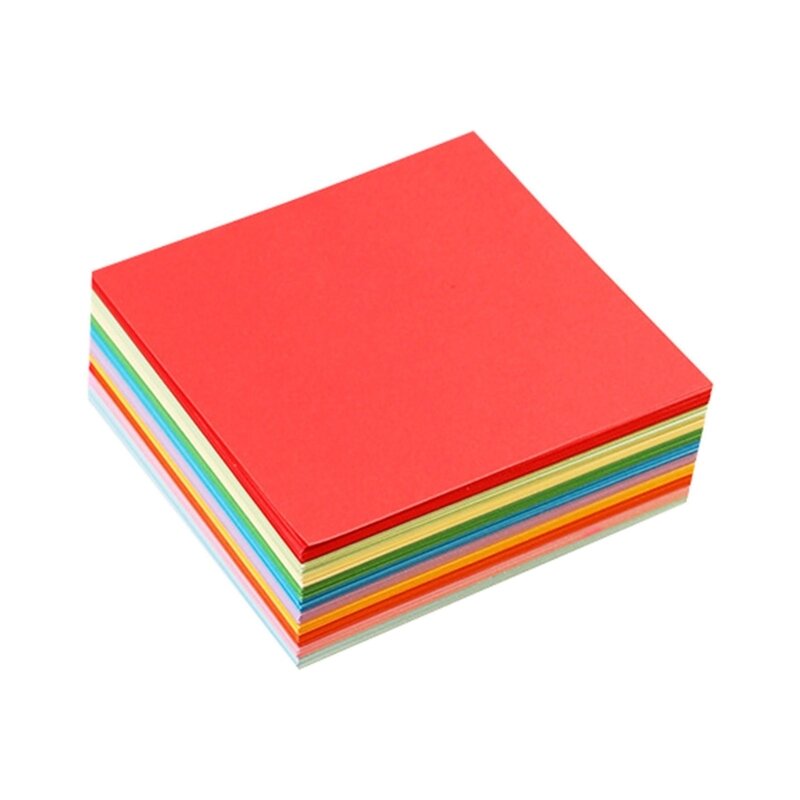 مجموعة ورق أوريغامي مربعة ملونة مكونة من 100 ورقة قابلة للطي على الوجهين للأطفال