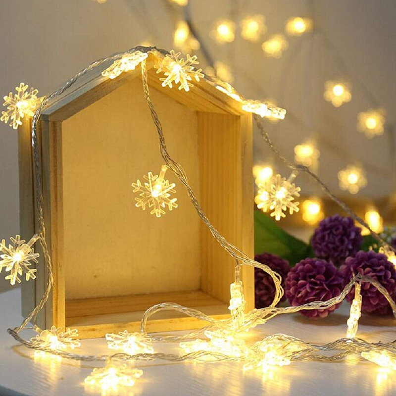 20LED Snowflake String Light Christmas Garland Fairy LED Ball Light lanterne Xmas Outdoor Party Decor Battery Power