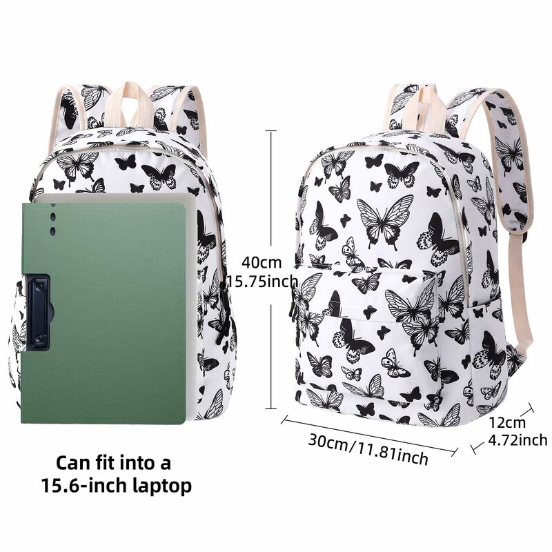 Girls Butterfly Backpacks Cute Lightweight Schoolbag Women Laptop Backpack College Bookbags Kids Preschool Kindergarten Daypack