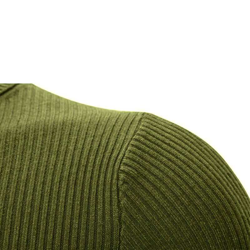Suéter de punto de cuello alto para hombre, Camiseta ajustada de manga larga, jersey de Color sólido, Otoño e Invierno