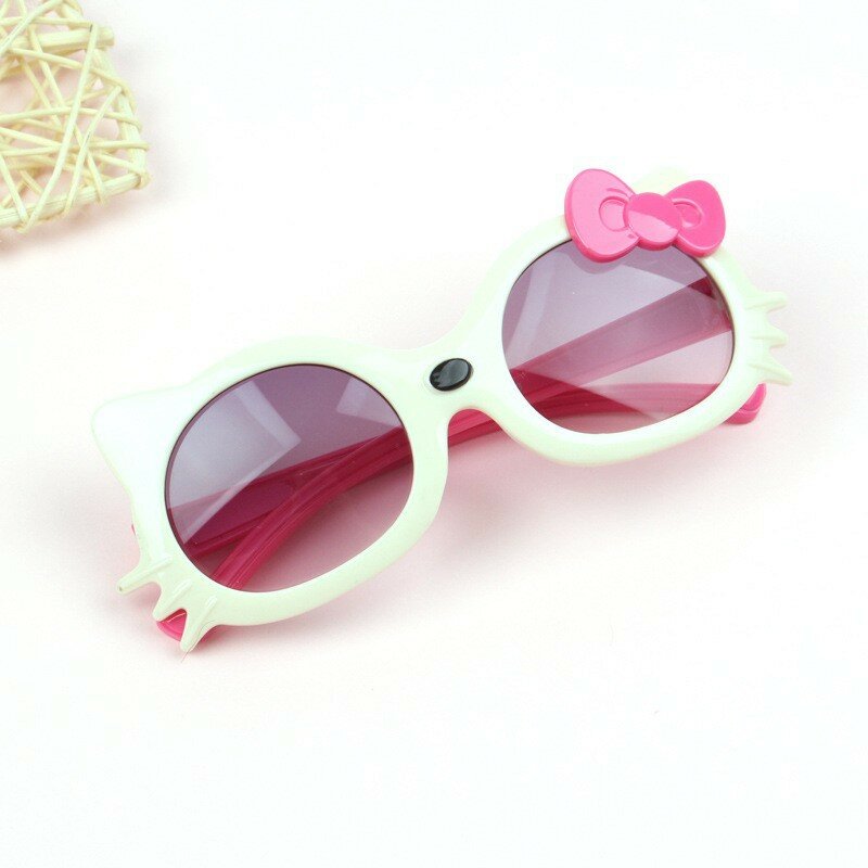 Hello Kitty-gafas de sol con dibujos animados para niñas, lentes de sol con espejo, accesorios para fotos, a la moda