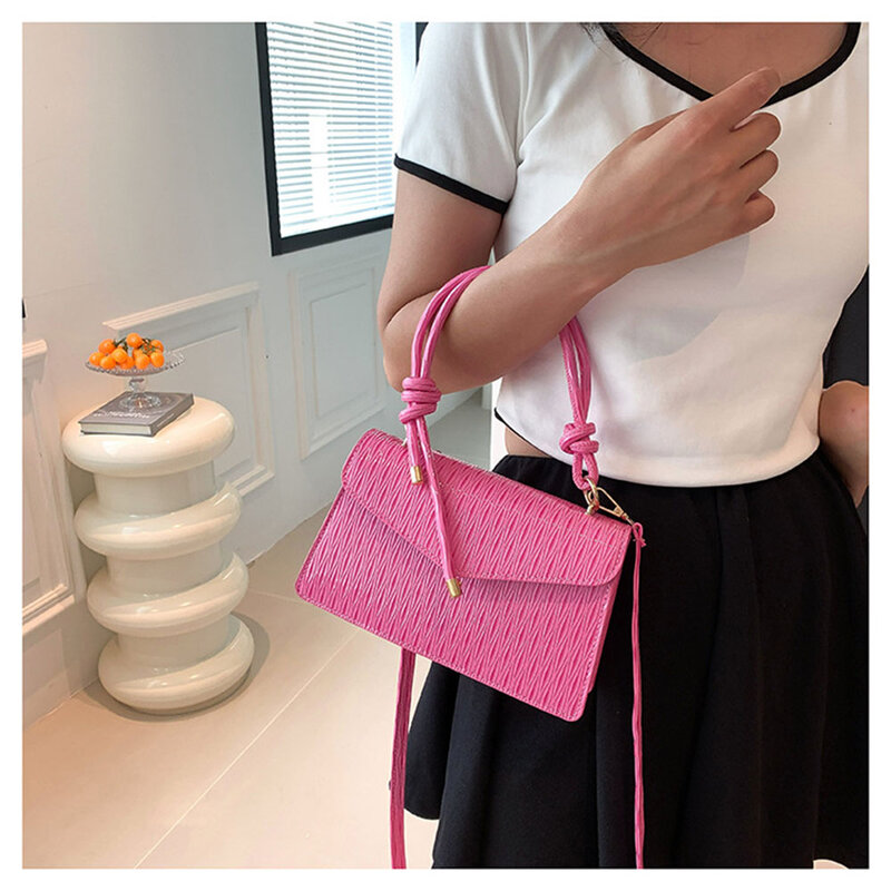 2024 neue Mode Umhängetasche Trend Pu Leder Messenger Handtaschen einfarbige Freizeit stilvolle Umhängetaschen für Frauen Mädchen