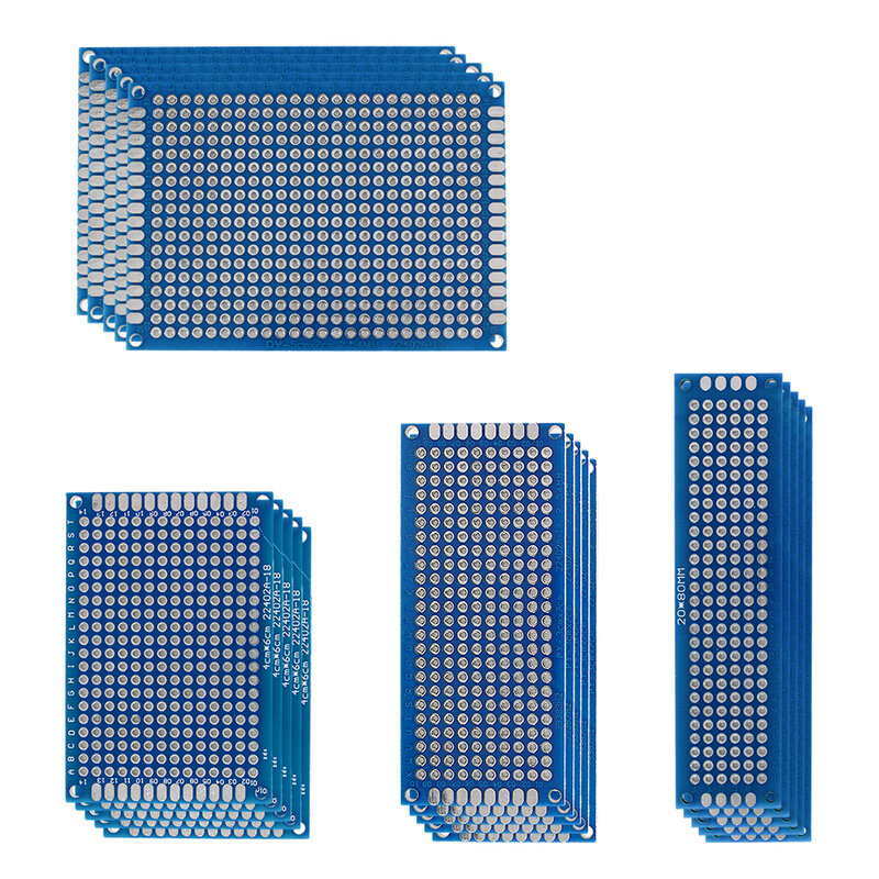 Kit de platine de prototypage double face, 20 pièces/lot, 2x8, 3x7, 4x6, 5x7cm, PCB universel, expérience, bleu