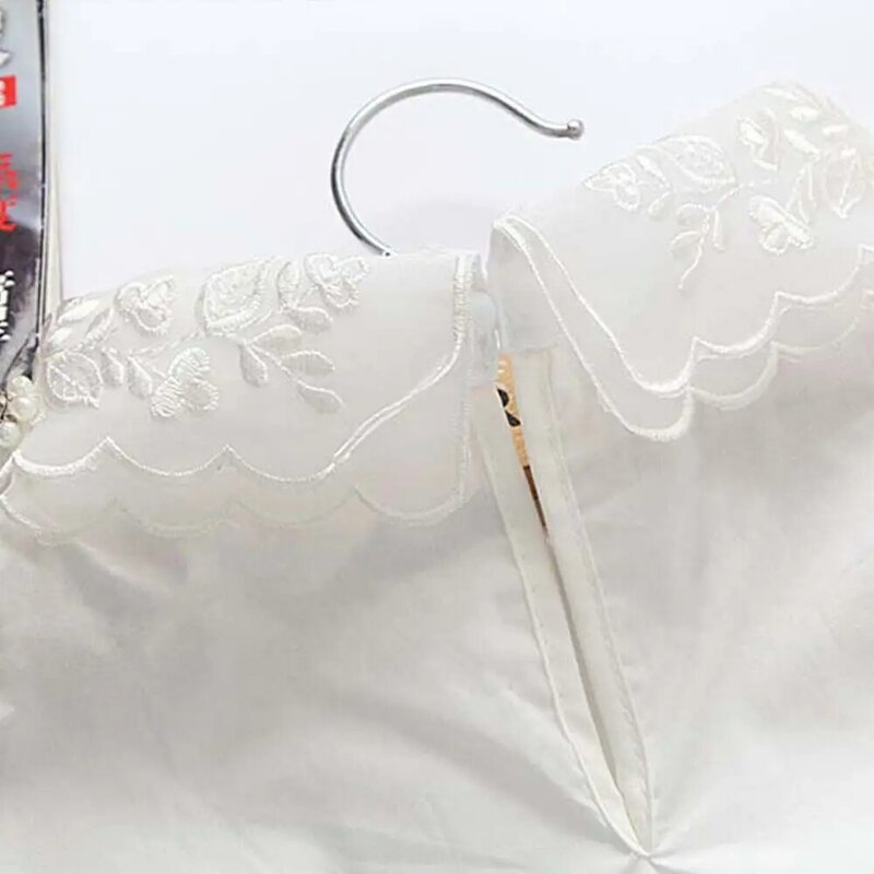 Women Detachable Flower Cotton Pearl Rhinestone Shirts Collars Fake Collar Fake Neckline Lace