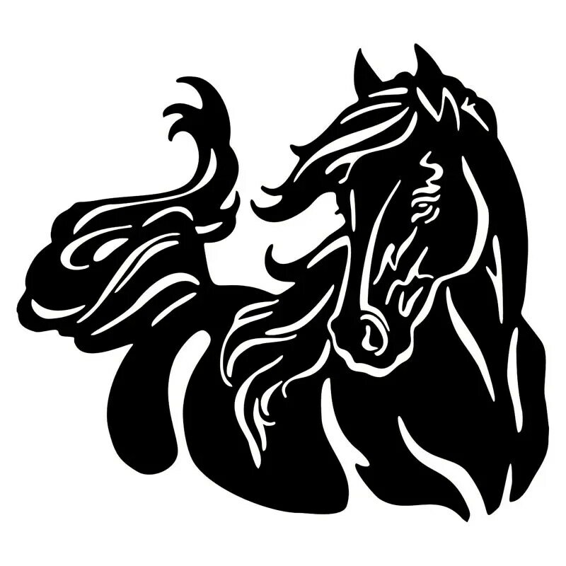 Наклейки для кузова автомобиля с красивым рисунком лошади, стильные наклейки для кузова животных Equine, черный/серебристый, 20*17 см