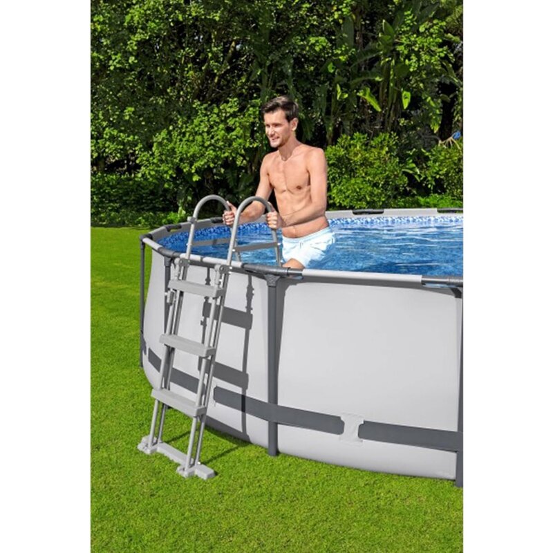 Steel Pro Max طقم حمام سباحة دائري فوق الأرض ، إطار معدني خارجي ، مسبح عائلي بمضخة فلتر ، 15 في x 42 بوصة
