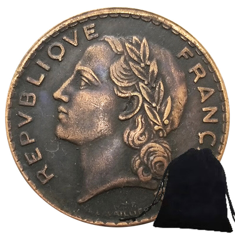 Luksusowa 1947 francuska republika imperium pół dolara para sztuka moneta/decyzja klubu nocnego/szczęśliwa pamiątkowa kieszonkowa moneta + torba na prezent