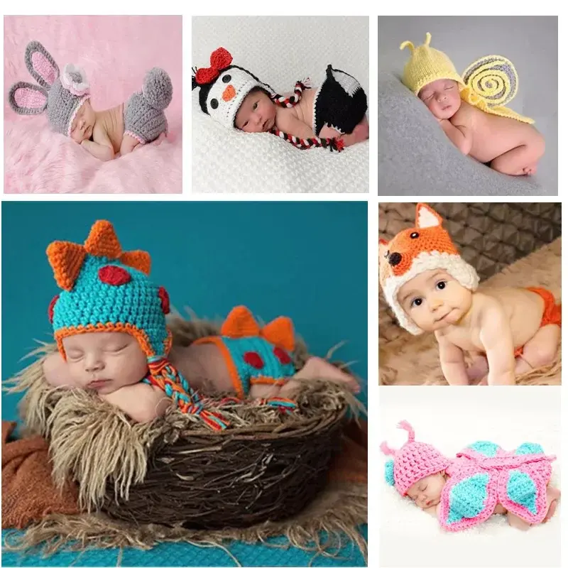 Accesorios de disfraz de punto de ganchillo para bebé recién nacido, ropa para sesión de fotos, accesorios de fotografía para recién nacidos