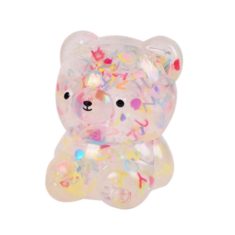 HUYU Squeezable Toy TPR Sequins Bear Realistic Figurine Toy Soft Decompression Toy Stress Relief Fidgets for Autisms Favor