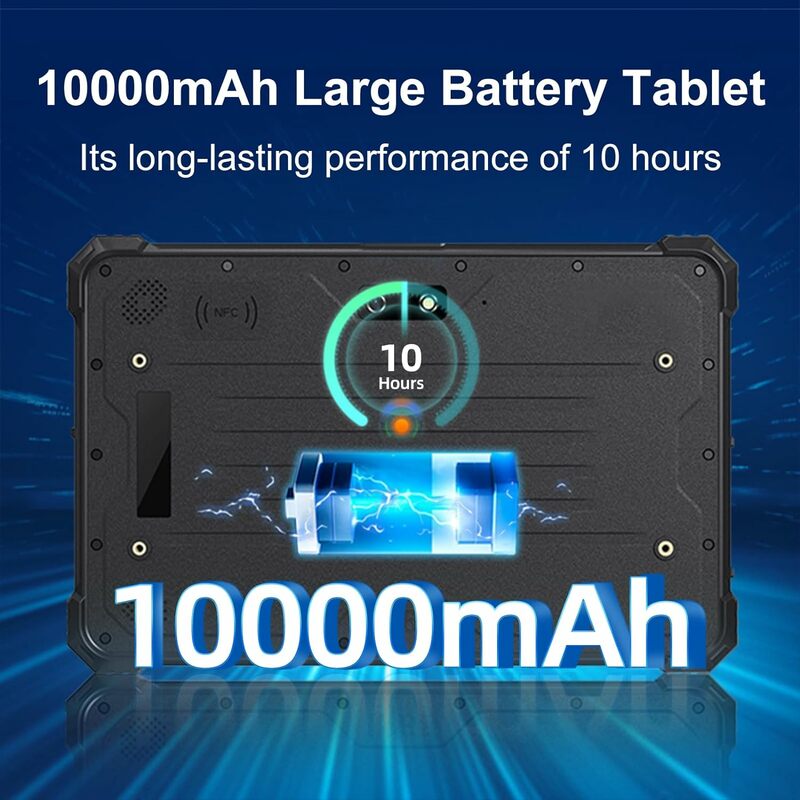 Tablet z gumowaną obudową, 8-calowy Tablet przemysłowy Android 10, 8GB + 128GB, Bateria 10000mAh, 750nit,1920x 1200ips, IP68 wodoodporny Tablet