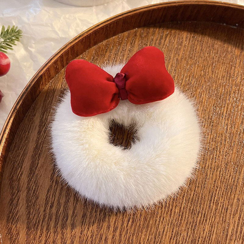 Ikat rambut musim dingin lucu mewah natal gelang berbulu tali ikat rambut untuk Natal Tahun Baru perlengkapan