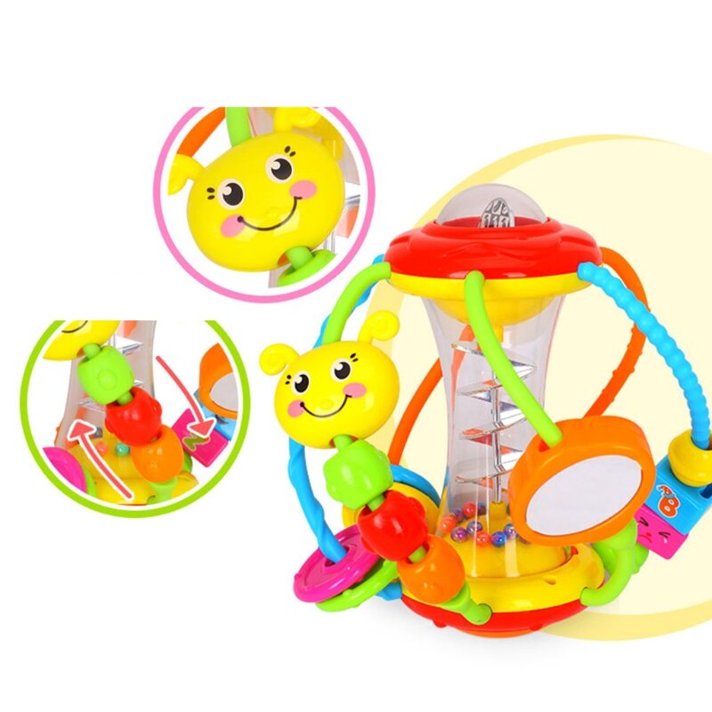 Y1UB Palla avvincente per bambini Sonaglio rotante Bambino che dorme/Gioca con i giocattoli cerebrali
