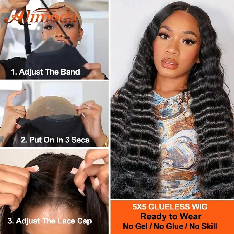 Glueless Wigs Loose Deep HD Lace Front Wig 5x5 Lace Closure Pre Cut Lace Pre Plucked Human Hair Wigs 13x6 13x4 Lace Frontal Wigs
