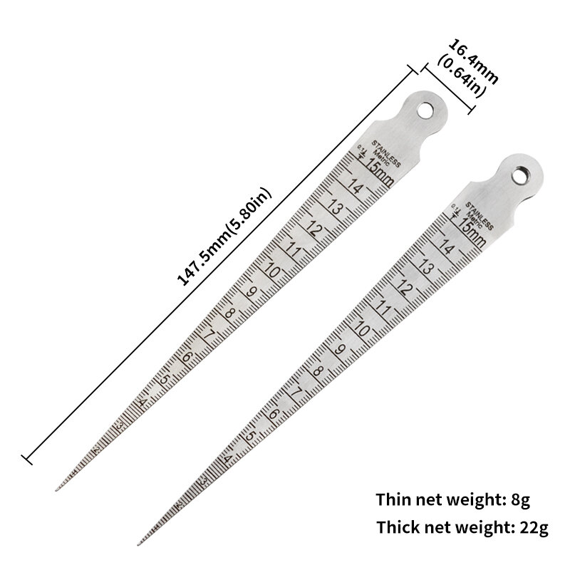 1-15 мм клиновидный щуп отверстие конусный измеритель линейка из нержавеющей стали для сварки инструмент для проверки конуса метрический имперский измерительный инструмент