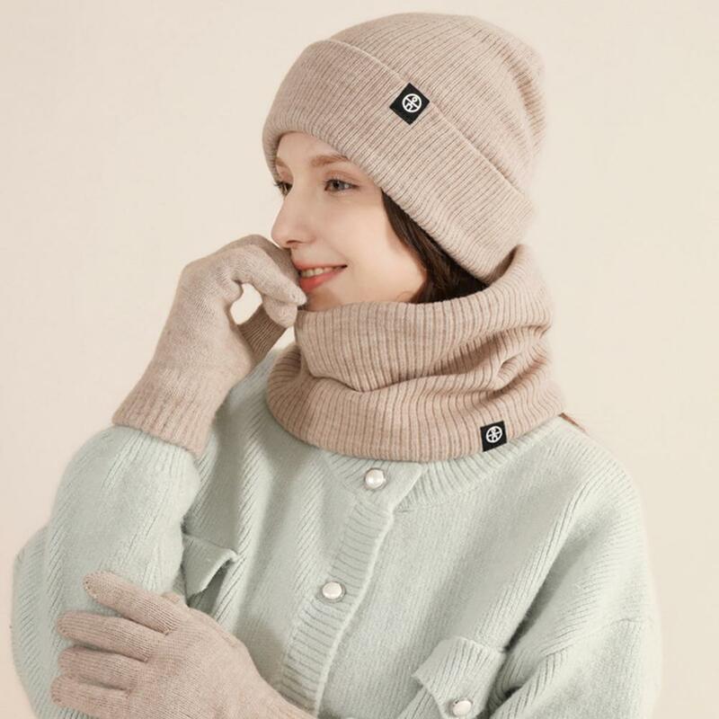 1 Set sarung tangan syal topi musim dingin, Set topi pelindung tangan leher, sarung tangan luar ruangan tebal elastis Anti selip, perlindungan tangan kepala leher musim dingin