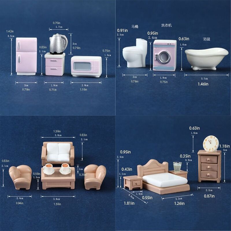 Sofa łóżko łazienkowe imitacja wyposażenia 1:12 miniatury meble lalka akcesoria do domu fotel zestaw kanap meble do domku dla lalek