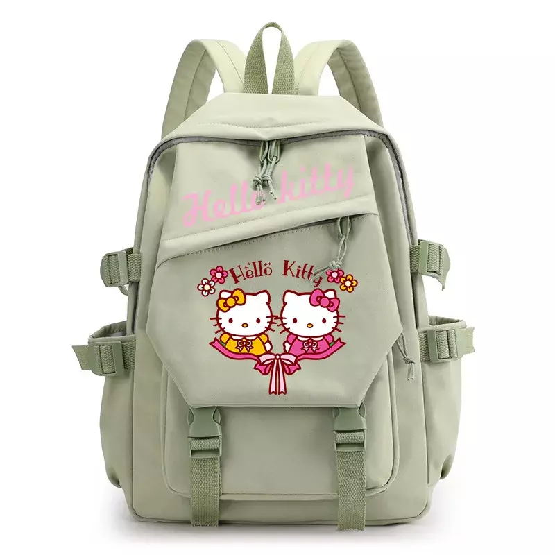 Sanrio Olá Kitty Estudante Schoolbag, remendo de transferência de calor, impresso, bonito dos desenhos animados, mochila de computador, fêmea, novo