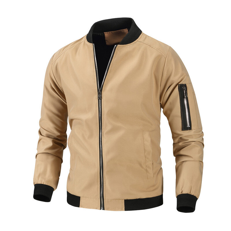 2024 New Men's Stand Collar Jacket Bomber Pilot Slim Breathable Zipper Waterproof Coat Casual Fashion Men's Street Baseball Suit