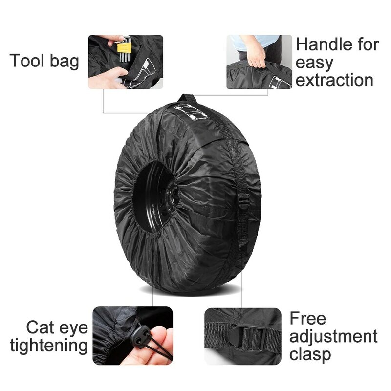 1PC[UNK]4PCS Car Spare Tire Cover Case Polyester Auto Wheel Tire Storage Bags Vehicle Tyre Accessories Dust-proof Protector Styling