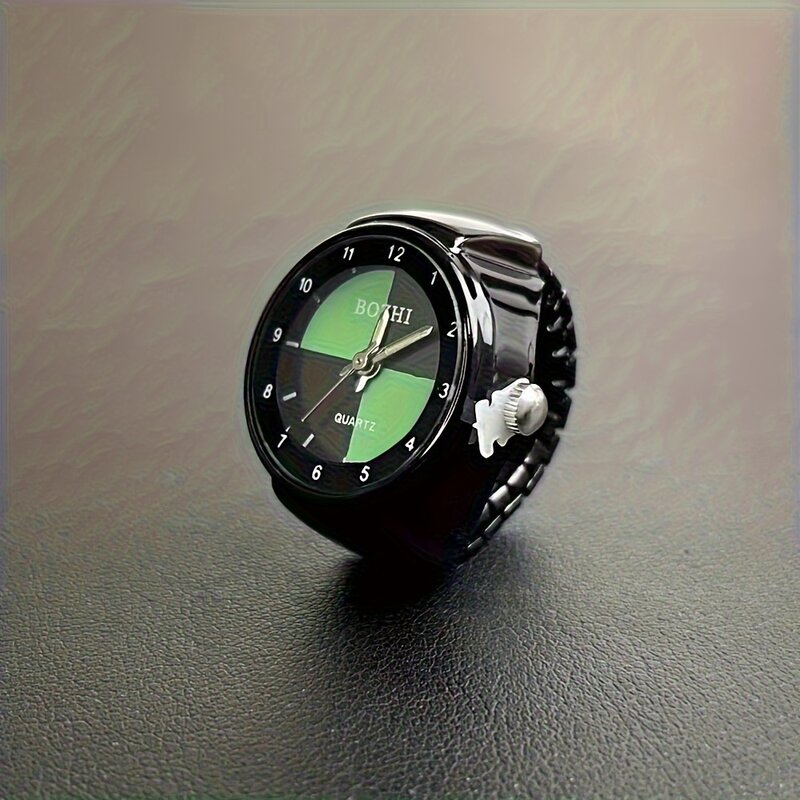 1pcs Fashion Creative Luminous Quartz Ring Watches, Adjustable Strap Watch, School Supplies
