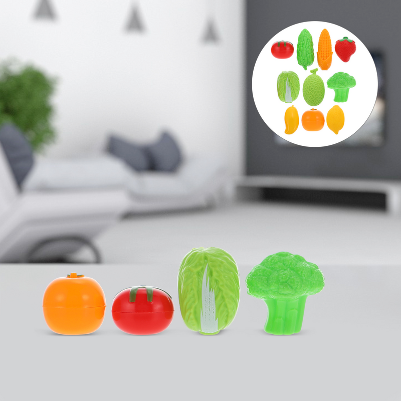 Juego de 3 Mini frutas y verduras modelo de casa, escena en miniatura, diseño de juguetes, plástico para niños