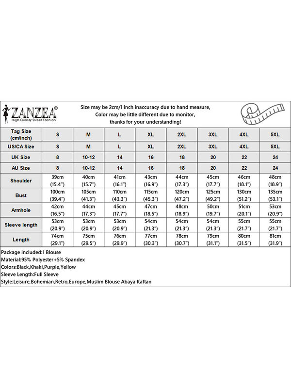 ZANZEA-بلوزة إسلامية بأزرار بأكمام طويلة للنساء ، قطع علوية للعمل متين ، قميص أنيق على الموضة ، بلوزة إسلامية ، خريف ، 2023