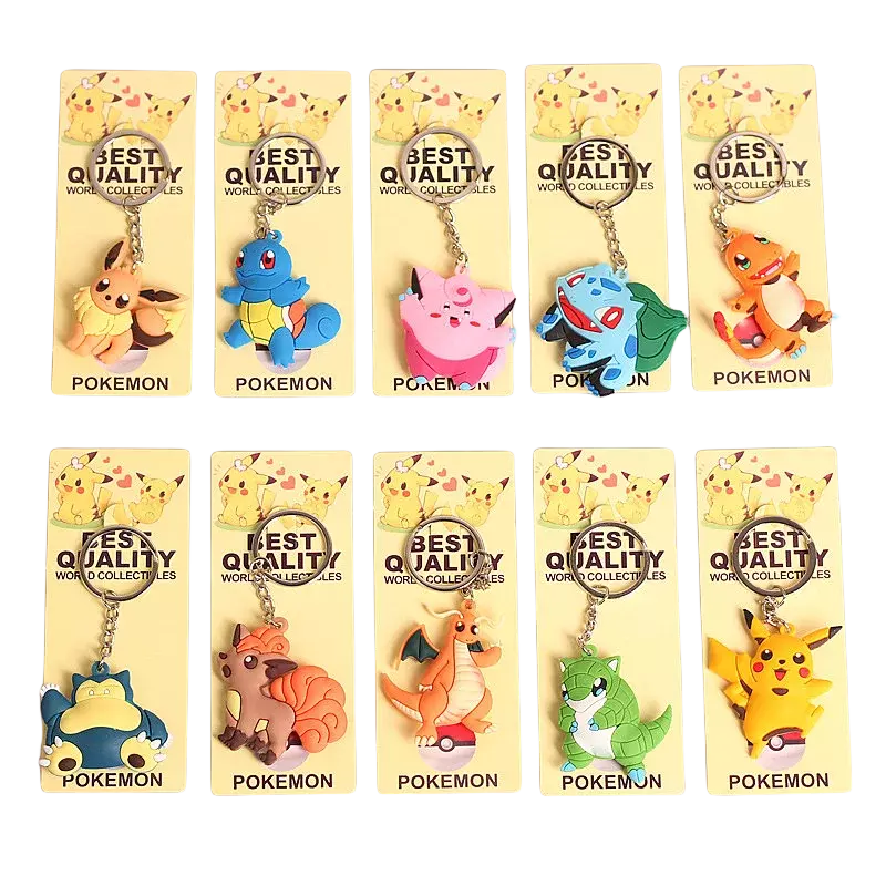 Porte-clés en alliage de silicone Pokemon Anime Marowak, Abra, Gengar, Ponyta, Porygon, accessoires de sac, pendentif, cadeaux d'anniversaire
